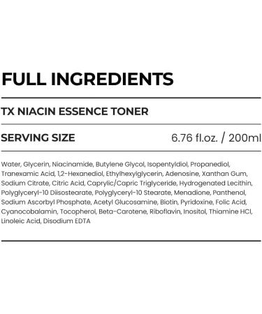  Skin&LAB TX Niacin Essence Toner Brightening & Hydrating Facial Toner with 3% Tranexamic Acid and 5% Niacinamide Dark Spot Correcting Korean Skincare for Radiant Even-Toned Skin 6.76 fl. oz. - Buy Online on GoSupps.com