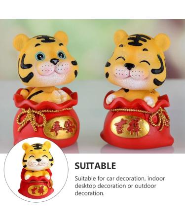 Hoement 1Pc year of the tiger bobble head ornament year of the figurine Shaking Head Bubble Toy 2022 Ornament wild cute desk decorations Home Animal Decoration puppet to rotate Lucky resin Red 1 6X6X9.5CM - Buy Online on GoSupps.com