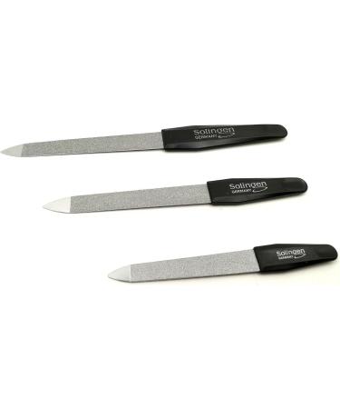 Buy 3 Professional Solingen Sapphire Nail Files - Fine & Coarse Manicure Set - Premium Quality Black Metal - Buy Online on GoSupps.com