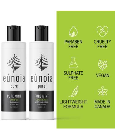Pure Mint Shampoo and Conditioner Set - For Oily Hair - Clarifying Shampoo For BuildUp - Made In Canada - Featuring Peppermint and Rosemary Oil Aloe Leaf Juice and Pea Peptide - Free From Paraben Sulfate Dyes Wax Artificial Fragrance 100% Vegan and Cruelt - Buy Online on GoSupps.com