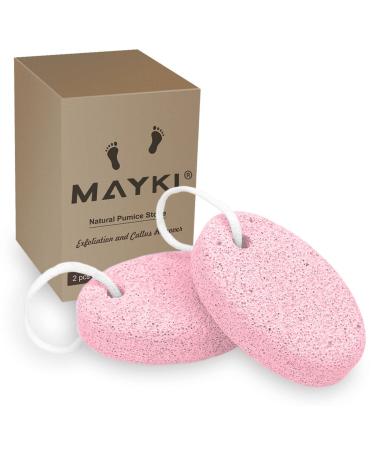 Pumice Stone 2 Pcs for Women Multi-Colored Pumice Stone for Feet/Hand Hard Skin Callus Remover/Foot Scrubber Stone by MAYKI Pink Round Shape