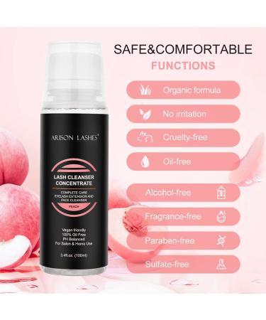 Eyelash Cleansing Concentrate 100ml - Professional Foaming Shampoo for Eyelash Extensions (Peach) - Natural & Effective Cleaner - Buy Online on GoSupps.com