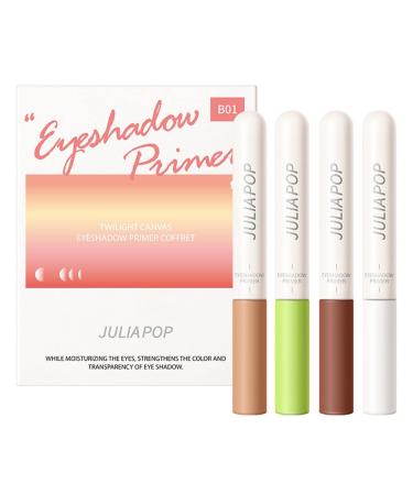 Eyeshadow Primer Set | 4 Colors Matte Liquid Eyeshadow for Smooth Neutral Creamy Eyeshadow Set Lightweight High-pigmented and Waterproof Long Lasting Matte Eyeshadow for Girl B