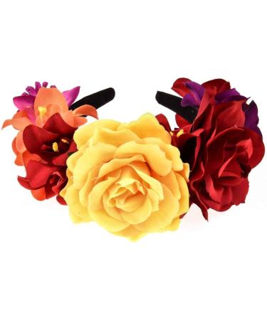 Winslet Flower Headband - Wedding Hair Wreath Crown for Women & Girls | Red Rose Flower Hair Accessory for Weddings & Parties - Buy Online on GoSupps.com