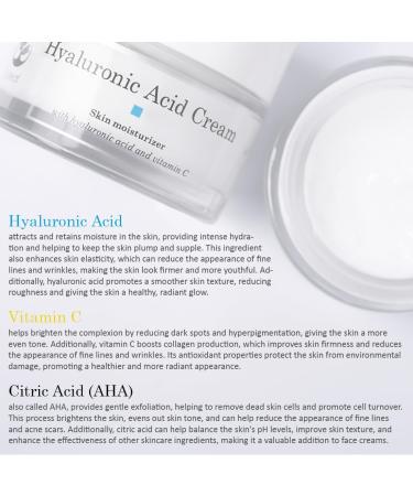 Eylleaf Hyaluronic Acid Cream - Anti Wrinkle Face Moisturiser with Vitamin C for Day and Night 50ml - Buy Online on GoSupps.com