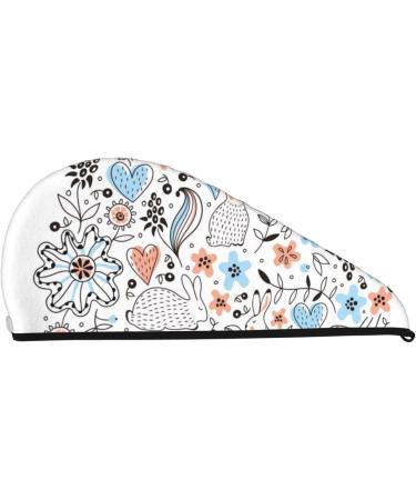 Floral Rabbit Microfiber Hair Towel Wrap | Soft Super Absorbent Coral Velvet for Long Curly & Thick Hair - Buy Online on GoSupps.com