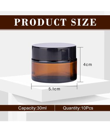 SUQURTOM 10 Pack 30ml Amber Glass Cosmetic Containers - Refillable Cream & Lotion Jars for Essential Oils - Buy Online on GoSupps.com