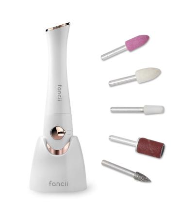 Fancii Professional Electric Manicure & Pedicure Nail File Set with Stand - The Complete Portable Nail Drill System with Buffer Polisher Shiner Shaper and UV Dryer (Champagne Gold)