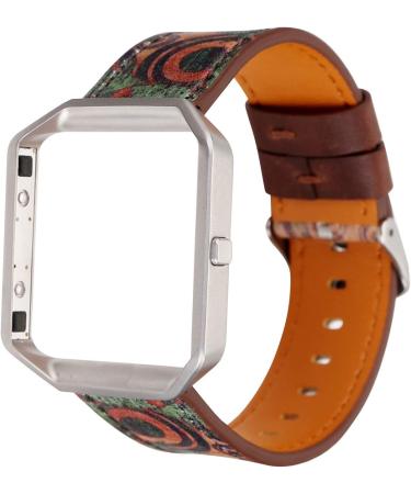 Shop Soft Sports Bracelet for Fitbit Blaze - Adjustable Floral Leather Band for Women & Girls (14-20.3 cm) - Replacement with Metal Frame - Buy Online on GoSupps.com