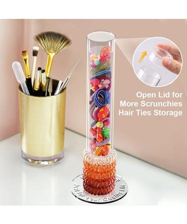 2-Piece Acrylic Hair Tie Holder Stand | 10-Inch Scrunchie Organizer | Satin Hair Tie Display for Teen Girls & Women | Open Lid Design - Buy Online on GoSupps.com