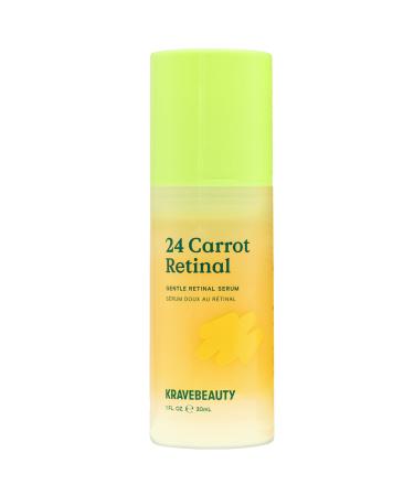 KraveBeauty 24 Carrot Retinal - 30ml Gentle Retinal Serum Smooths Skin Texture Supports Skin Barrier Lightweight Non-Sticky Gel Nourishes with Upcycled Carrot Extract