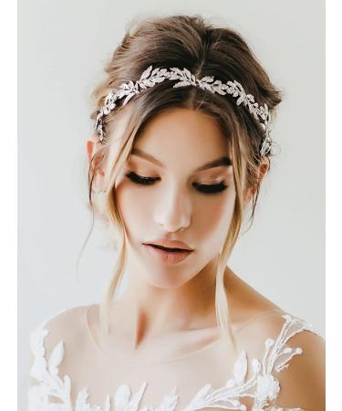 SWEETV Silver Leaf Wedding Headpiece | Handmade Bridal Hair Accessory - Buy Online on GoSupps.com