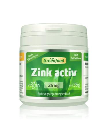 Zink active 25 mg high dose 120 tablets vegan - high availability.For testosterone levels fatty acid and carbohydrate metabolism.Without artificial additives.Without genetic technology.36 g (1 Pack) - Buy Online on GoSupps.com