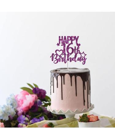 Tenhaisi Glitter Purple Happy 16th Birthday Cake Topper Funny 16th Birthday Cake Topper - Happy Sweet 16 Cake Picks for Girl - Cheers to 16 Years Birthday/Wedding Anniversary Party Supplies - Buy Online on GoSupps.com