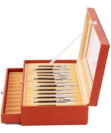 Pen Display case 3-Layer Fountain Pen Display Box 36 Slot Pen Storage Box PU Leather Glass Cover Modern Fashion Fountain Pen Collection Box Display Gifts Available in Two Options (Color : Orange - Buy Online on GoSupps.com
