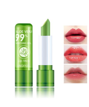 XINGXYUEL 2Pcs Aloe Vera Lipstick Magic Temperature Color Changing Lipstick Lip Stain Lip Gloss Lip Tint Set Long Lasting Moisturizer Nutritious Lip Balm Makeup