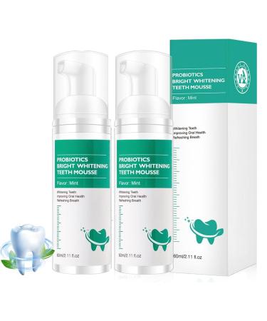2PCs Lenaro Probiotics Bright Whitening Teeth Mousse Lenaro Teeth Mouse Lenaro Herbal Brightening Oral Repair Mousse Teeth Whitening Foam Toothpaste