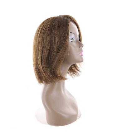 SHIYID Mixed Brown Straight Short Human Hair Wig - Side Part Style for Women | Non-Human Hair Option - Buy Online on GoSupps.com
