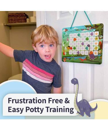 Potty-Training-Chart-with-35 Reusable Magnetic-Stickers. A Dinosaur Potty Chart That Reward Toddlers  Motivational Toilet Potty Training Stickers Chart for Boys & Girls (Dinosaurs) dinosaur pottychart - Buy Online on GoSupps.com