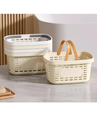 Portable Shower Basket Sundry Storage Basket Plastic Tote Storage Basket for Holding Soap Shampoo Cosmetics Bathroom Gym(Beige) - Buy Online on GoSupps.com