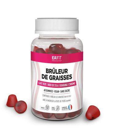 Eafit Slimming - Fat Burner - Fat Burner - Weight Loss - Sugar Free - Vegan - Guarana - Chrome - Green Coffee and Cola - 60 Red Fruit Gummies - Cure for 1 Month - Made in France