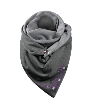 Triangular scarf women's cozy pattern loop scarf wrap scarf triangle winter scarf poncho cape with button ladies scarf one size C