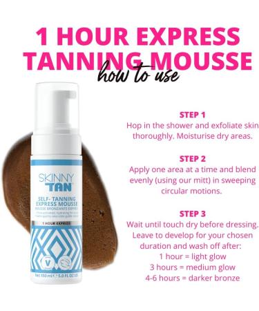 Skinny Tan Express Mousse - 1 Hour Hydrating Self Tan with Coconut Water - 150ml | Vegan & Cruelty Free - Buy Online on GoSupps.com