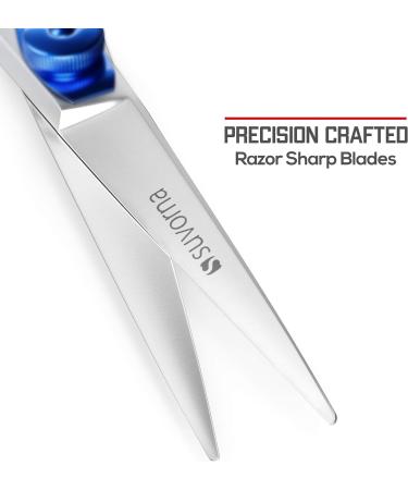 Suvorna Professional Hairdressing Scissors 6.25 inch With Double Swivel Thumb Ring Hair Scissors Japanese Scissors For Hair Cutting Razor Sharp Barber Scissors Blades Adjustable Hairdresser Scissors - Buy Online on GoSupps.com