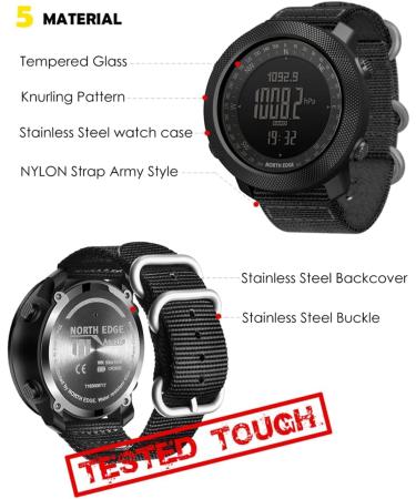 North Edge Apache Tactical Sports Watch for Men - Outdoor Survival Military Compass, Digital Display, Steps Tracker, Pedometer, Calories, Durable Band (Green) - Buy Online on GoSupps.com