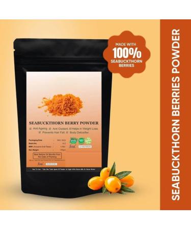 Sea Buckthorn Berry Powder - 150g (Pack of 2) | Freeze-Dried | Pure & Natural | No Additives | Rich Colour and Taste - Buy Online on GoSupps.com
