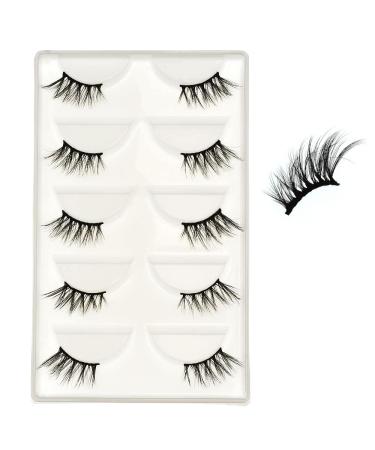 Vivis Half False Eyelashes Corner 3D Faux Mink Lashes Natural Wispy Cross Fake Eye Fluffy Cute Reusable Makeup Extension 5 Pairs - B15
