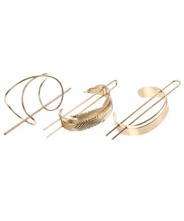 Lurrose 3 pieces of hair cuff rolls set with leaves hair bowl buns x-shaped hair bowl rolls and semicircle hair cuff rolls cage women hair roll holder golden