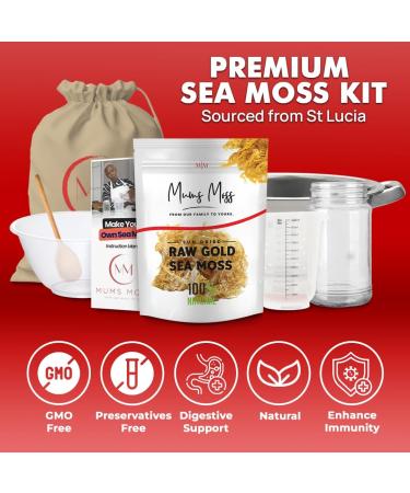 Sea Moss Gel Making Kit - DIY Kit with Hand Blender Smoothie Cup - Mums Moss Make Your Own Seamoss Kit Nutrient Packed Wild Crafted St Lucia Sea Moss - Buy Online on GoSupps.com