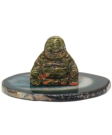 Buddha Statue Natural Reiki Crystals and Stones Spiritual Hand Carved Stone Maitreya Figurines Crafts Home Lucky Decor 1.5 (Color : Unakite Size : Approx.1.5) Approx.1.5 Unakite