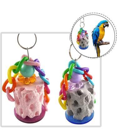 PengLAI 2 Pcs Parrot Chew Toy Bird Beak Calcium Stone Hanging Chew Toy for Parrot Macaw African Grey Parrot Cockatiel (Random Color) - Buy Online on GoSupps.com