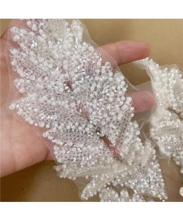 2 Pcs White Sequin Crystal Beaded Appliques - 3D Floral Embroidery Patches for Wedding Dress and DIY Crafts - Buy Online on GoSupps.com