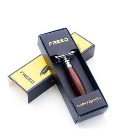 FREED Double Edge Razor - Elegant Purple Sandalwood Aluminum Handle 10 Japanese 6cr13 Stainless Steel Blades - Perfect Gift for Men & Fathers - Buy Online on GoSupps.com
