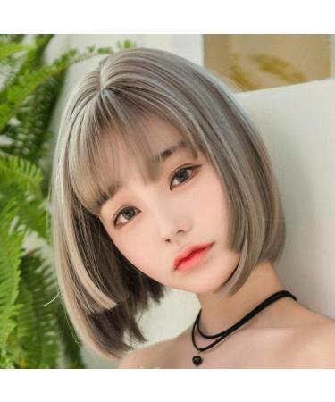 BGHJUE Wig female short hair bobo head round face handsome wig set