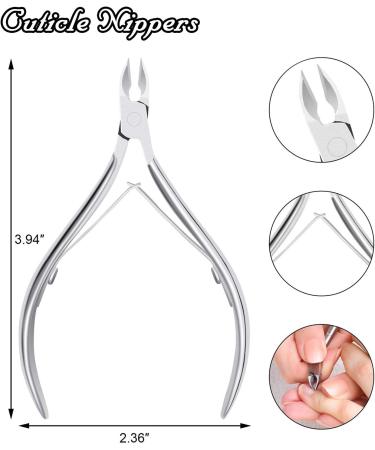 4 Pcs Cuticle Trimmer Set - Nail Cuticle Pusher, Cutter, Nipper, Clipper, Dead Skin Remover - Manicure Pedicure Tools for Fingernails and Toenails - Buy Online on GoSupps.com