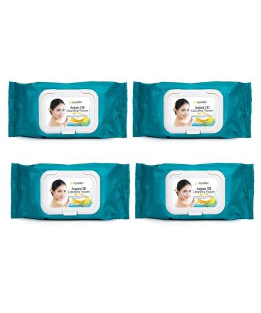 Epielle Argan Oil Cleansing Facial Tissues Makeup Remover Wipes Gentle and Nicely Scented Towelettes - 60 Sheets per pack 4 pack (new) - Buy Online on GoSupps.com