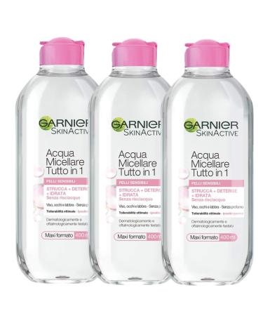 Garnier Micellar Water Set All-in-1 Makeup Cleanses and Moisturizes No Rinse 400 ml 3 pieces - Buy Online on GoSupps.com