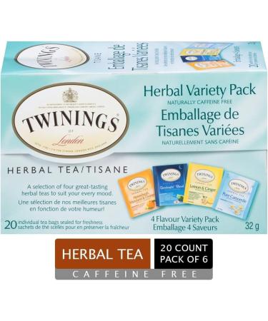 Twinings Herbal Variety Pack Individually Wrapped Tea Bags | Naturally Caffeine-Free | Includes Lemon Mandarin Orange Camomile & Goodnight Blends | 20 Count (Pack of 6) | Enjoy Hot or Iced Variety Pack 20 Count (Pack of 6) - Buy Online on GoSupps.com