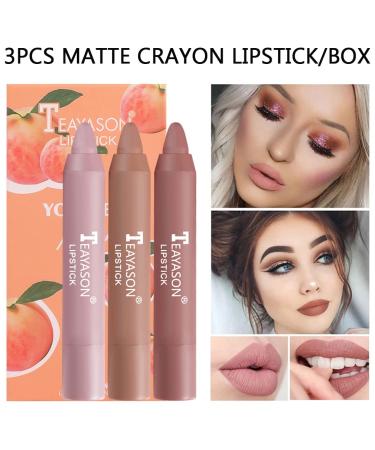 3 Colors Rotating Crayon Lipstick Set - Long Lasting Matte Waterproof Lipstick Set for Women (Set-A) - Buy Online on GoSupps.com