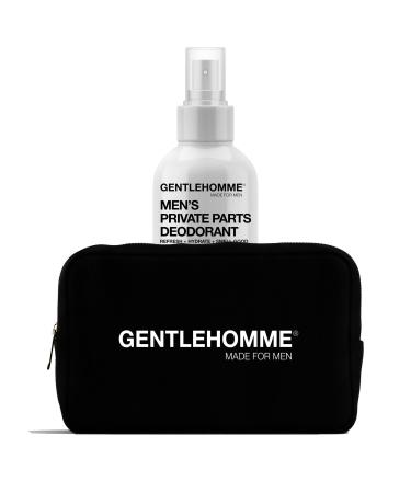 Private Parts Deodorant Spray (4 fl oz) & Neoprene Toiletry Bag for Men: A Complete Hygiene Kit for Private Parts - Male Care Hygiene - Hydrating & Refreshing Balls - Men's Skincare Bag