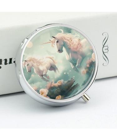 Buy Unicorns Printing 3 Compartment Travel Pill Box - Portable Medicine Organizer for Purses & Handbags - Ideal for Travel - Buy Online on GoSupps.com