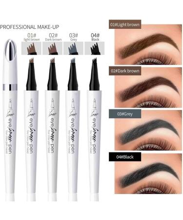 Microblading Eyebrow Pen Natural Makeup Eyebrow Brush 4 Tip Eyebrow Pencil 3D Waterproof and Sweat-proof Eyebrow Pencil Contouring Pen Long-Lasting Magic Eyebrow Pencil (Light Brown) - Buy Online on GoSupps.com