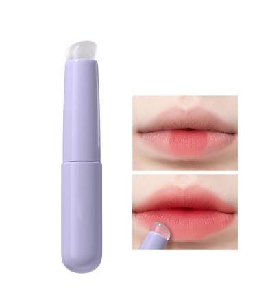 Silicone Lip Brush - Soft Silicone Angled Brush Round Head Lip Brushes | Multi Function Lip Brush Applicator Reusable Plumper Fuller Lip Brushes for Lipstick Lip Balm Lip Gloss Purple