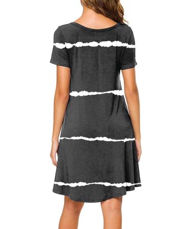 Gufesf Women's Summer Casual Tshirt Dress V Neck Short Sleeve Loose Fit Graphic Mini Dress - Black, Small - Buy Online on GoSupps.com