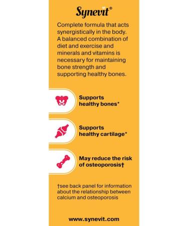 Synevit Osteofect Bone Support Complex Organic Calcium with Vitamin D3 & K2 Magnesium & Zinc - Supports Healthy Bones & Teeth 60 Veg Capsules - Buy Online on GoSupps.com