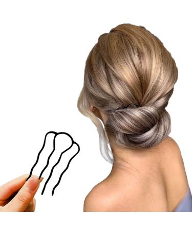 4 Pcs Black Hair Side Combs Hair Fork Clip Set- Hair Pins for Buns Updo French Twist, Stylish Alloy Hair Clips for Women - Buy Online on GoSupps.com